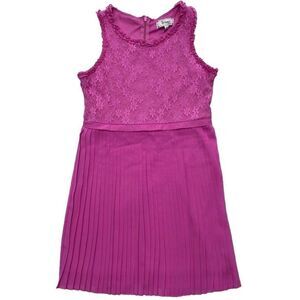 Girls DSigned Purple Sleeveless Lace Pleated‎ Dress Sz Medium 10/12
